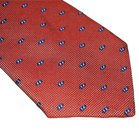 ROBERT‎ TALBOTT $175 Red Blue Geometric Imported Silk Tie 4" Width - Picture 2 of 3